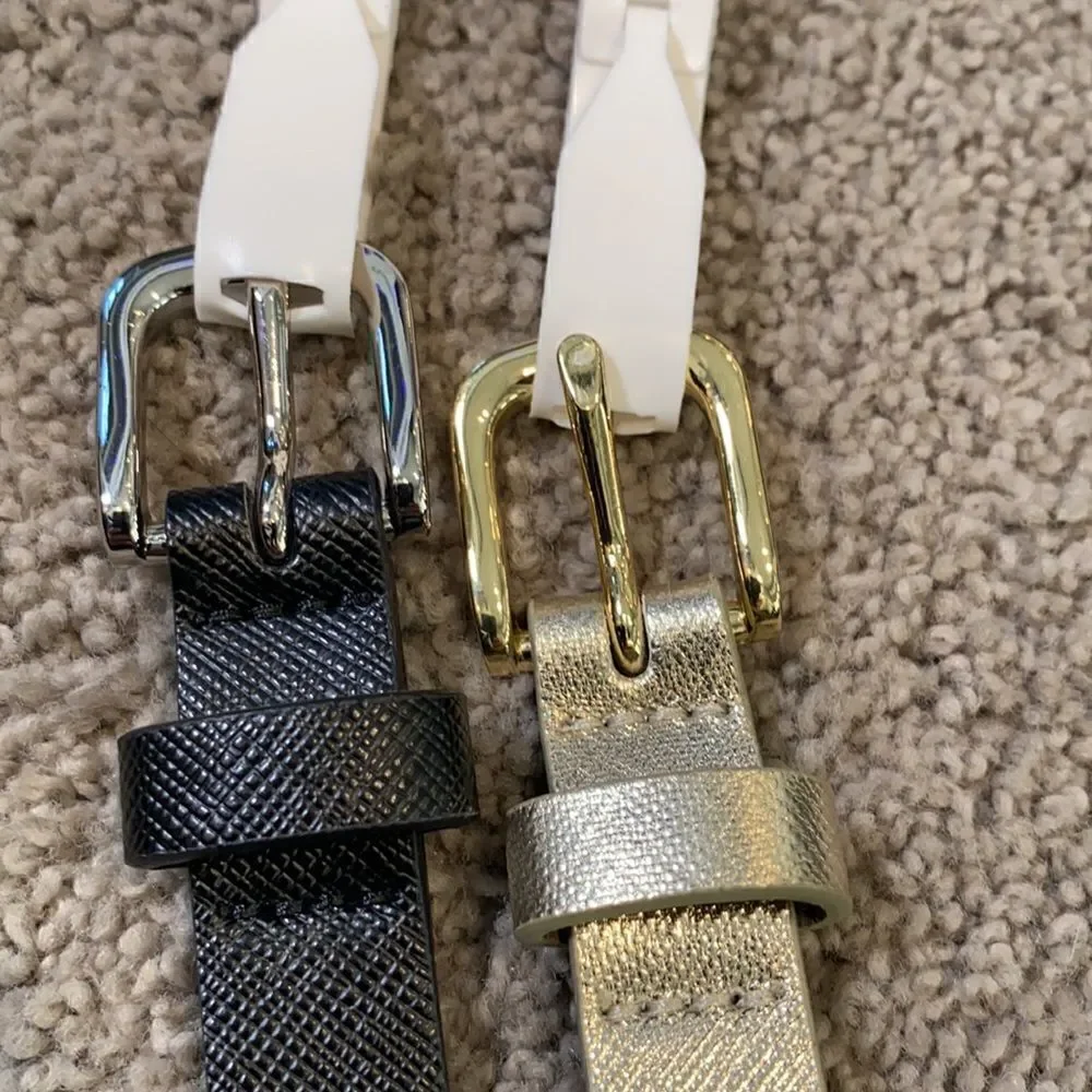 Women’s Belts 2 Pack 1 Black wSilver Buckle & 1 Gold/Silver wGold Buckle M NWT